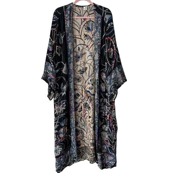 Ayka Ciara Thick Stitch Floral Embroidered Duster One Size - Picture 2 of 11